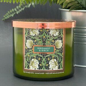 BBW Bergamot & Birch Bath & Body Works 3 Wick Candle